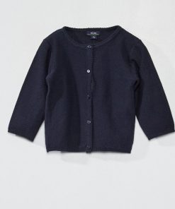 Gilet en maille fantaisie - Bleu marine