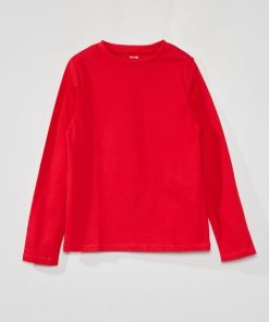 T-shirt manches longues uni - Rouge