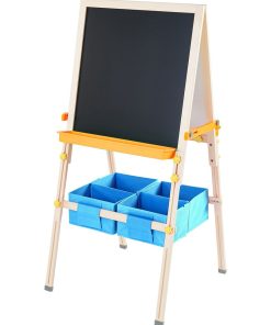 Tableau évolutif chevalet enfant en bois multifonction 3 en 1 avec rangement bleu Teamson Kids - Bleu