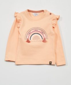 T-shirt à manches volantées - Rose