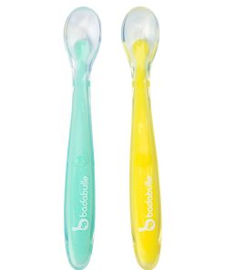 Lot de 2 cuillères en silicone 'Badabulle' - bleu/jaune