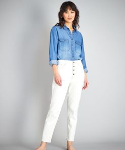 Jean mom à taille très haute - L30 - Blanc