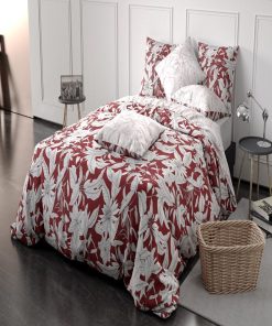 Parure Housse de couette Percale Collection Bonheur - Bordeaux