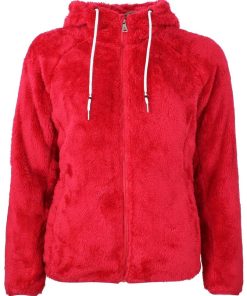 Blouson polaire à capuche femme ALANZO - Rouge