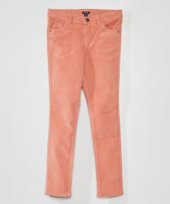 Pantalon skinny en velours uni - rose
