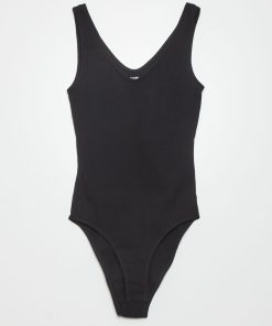 Body en maille côtelée - noir