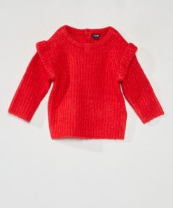 Pull en maille fantaisie - Rouge