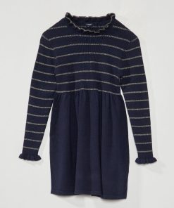 Robe pull à rayures - Bleu