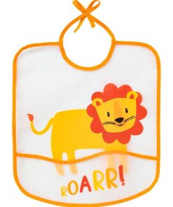 Bavoir 6 mois imperméable à poche 28x32 cm - Lion - Orange
