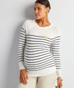 Pull marinière grossesse et allaitement - Blanc