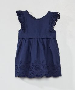 Robe de cérémonie avec broderies anglaises - Bleu