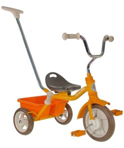 Tricycle Italtrike métal orange avec canne et benne - Orange