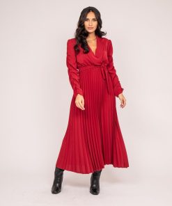 Robe longue plissée ILEM - Bordeaux