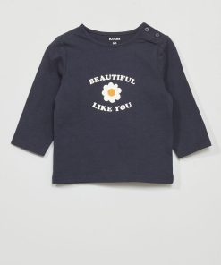 T-shirt manches longues imprimé - Bleu