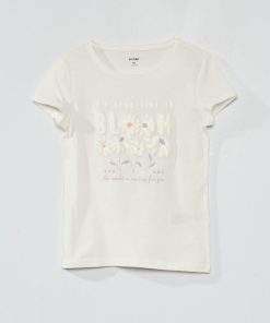 T-shirt à col rond imprimé fantaisie - Blanc