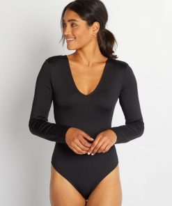 Body manches longues en microfibre - noir