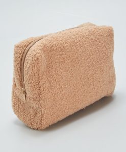 Trousse de toilette en sherpa - Marron