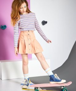 Jupe plissée jean - Orange