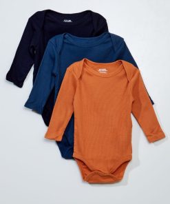 Lot de 3 bodies manches longues - Bleu/Orange