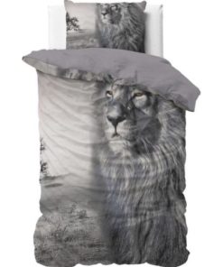 Parure de Lit Coton Lion - Gris