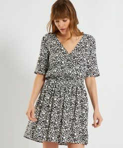 Robe courte avec imprimé fantaisie - Noir