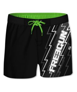 Boardshort court garçon ceinture demi-élastiquée Eclair Freegun - Noir