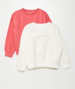 Lot de 2 sweats - Rose/blanc