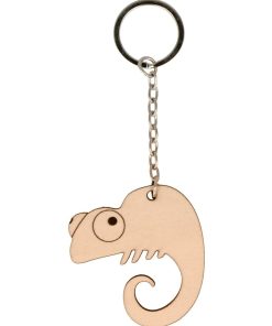 Porte-clés caméléon en bois - Beige