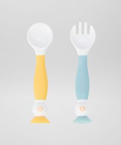 Lot de 2 couverts 'Badabulle' - jaune/bleu