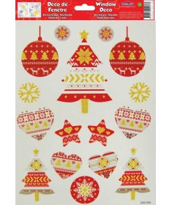 Décoration de fenêtre électrostatique - Pulls de Noël - Rouge