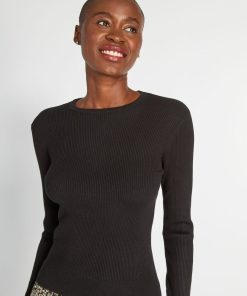 Pull en maille côtelée - noir