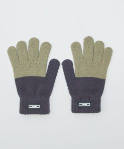 Paire de gants en maille - Kaki/bleu