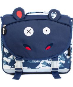 Cartable A4 maternelle Hippipos l'hippopotame - Bleu