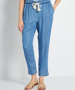 Pantalon jogger taille haute - Bleu