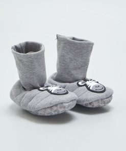 Chaussons bottillons 'zèbre' - Gris