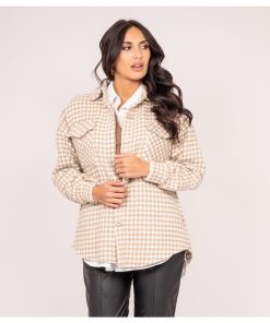 Surchemise pied de poule UVEL - Beige clair