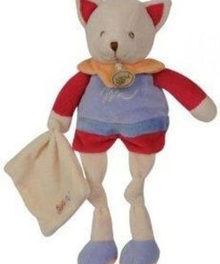 doudou Babynat Chat Bleu BN656 Gribouillis Pantin - Bleu