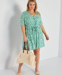 Robe courte 'fleuri' - Vert