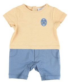 Combishort crêpe & jersey - Jaune