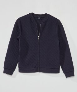 Sweat zippé en molleton - bleu marine