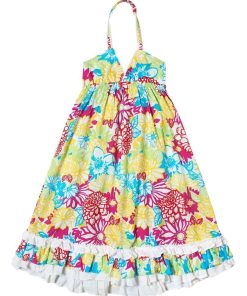 Robe de plage longue  fleuri  EUGENIE - 'LA FAUTE A VOLTAIRE' - Blanc Rose clair Bleu