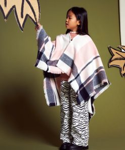 Poncho avec imprimé à 'carreaux' - Rose