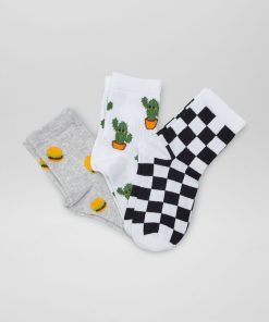 Lot de 3 paires de chaussettes fantaisies - Blanc/gris