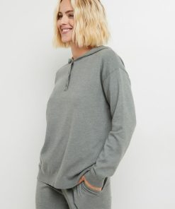 Cafe sweat capuche viscose - Vert kaki clair