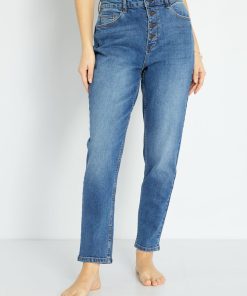Jean mom à taille très haute - L30 - Bleu stone