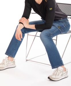 Jeans de travail multi poches stretch brossé BETTY - Bleu