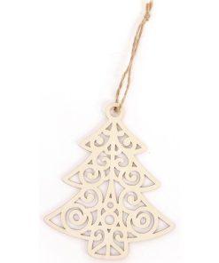 Décoration de Noël en bois - Sapin ajouré - Beige