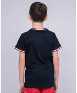 T-shirt col rond pur coton NOBIWONE-J - Bleu marine