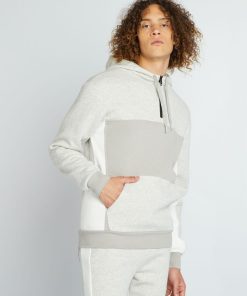 Sweat à capuche unie en molleton - blanc