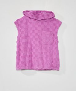 T-shirt à capuche sans manches en éponge - Violet